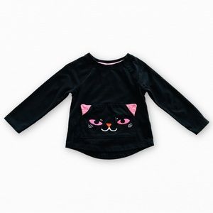 Cat & Jack Toddler Girl Long Sleeves Halloween Black Cat Tee